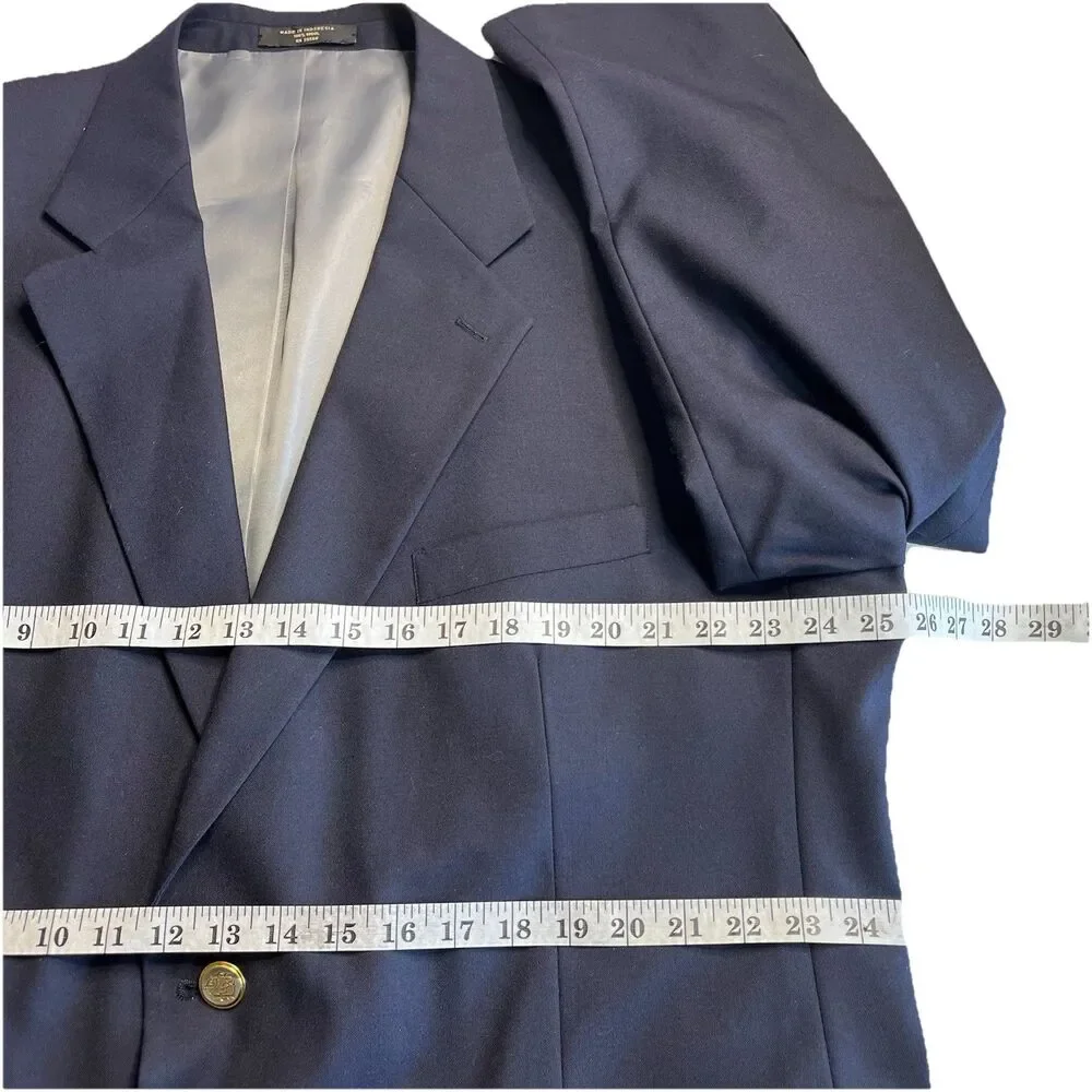 Dario di Napoli Mens 50R Wool Blazer Italy Navy Blue Gold Button Sport Coat NWoT